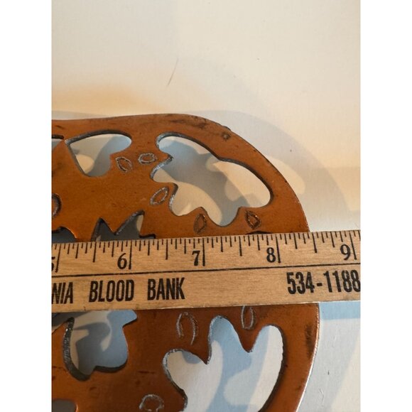 Vintage Copper Pig Trivet — Sturdy Cast Metal with Floral Cut-Out Design - Picture 6 of 12